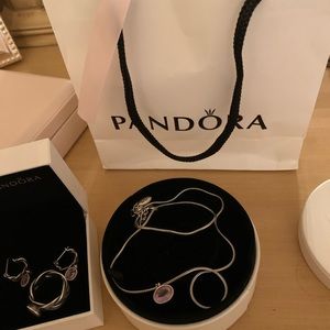 Silver necklace,pendant,ring and earrings